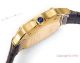 Swiss Copy Cartier Women Santos THB Miyota-9015 Golden Dial Black Leather Watches (7)_th.jpg